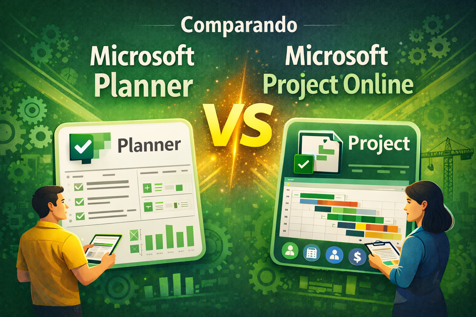 Capa do artigo Comparando Microsoft Planner e Microsoft Project Online