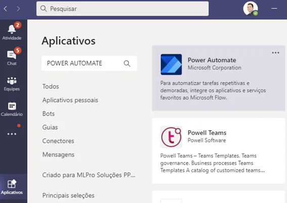 Power Automate - Aplicativos