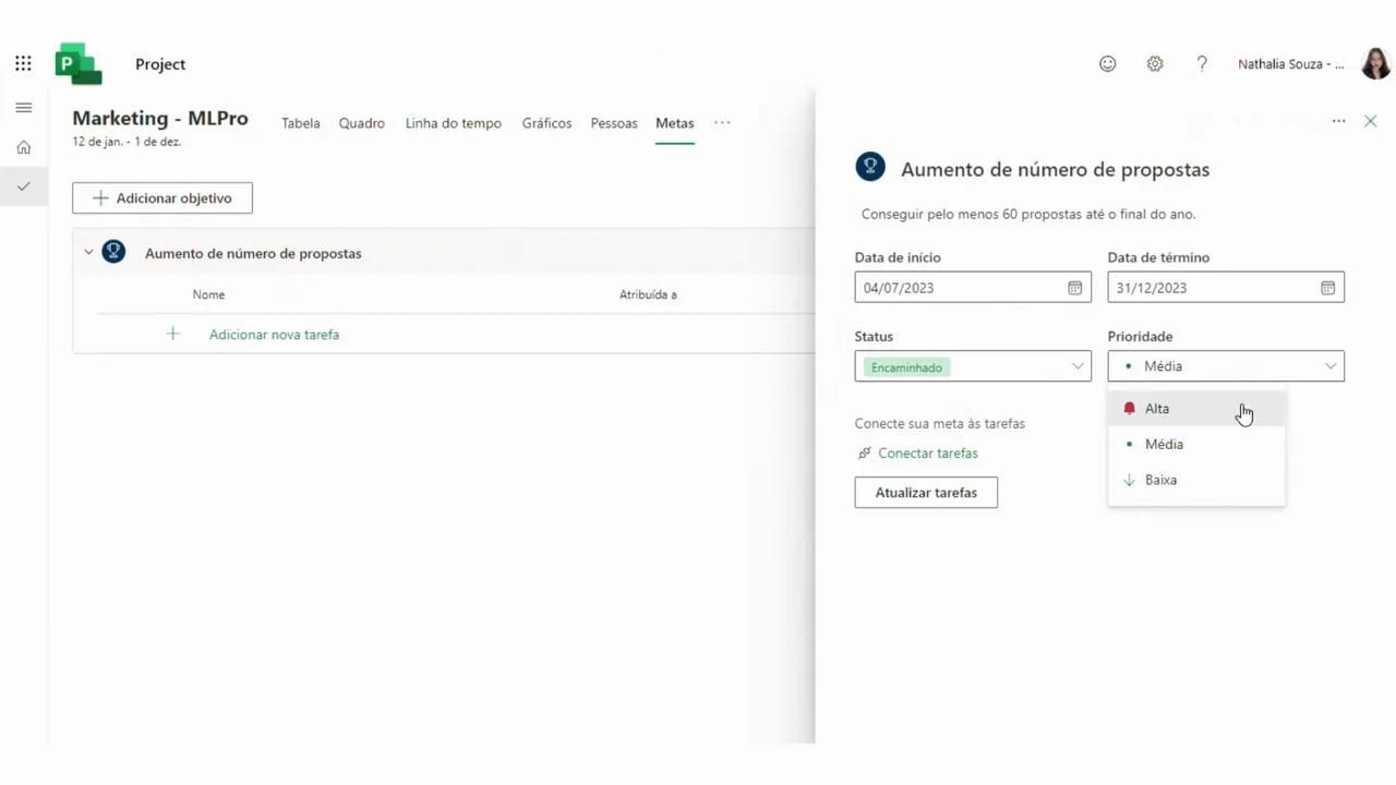 Project for the Web: Novo Recurso de Metas (Goals)
