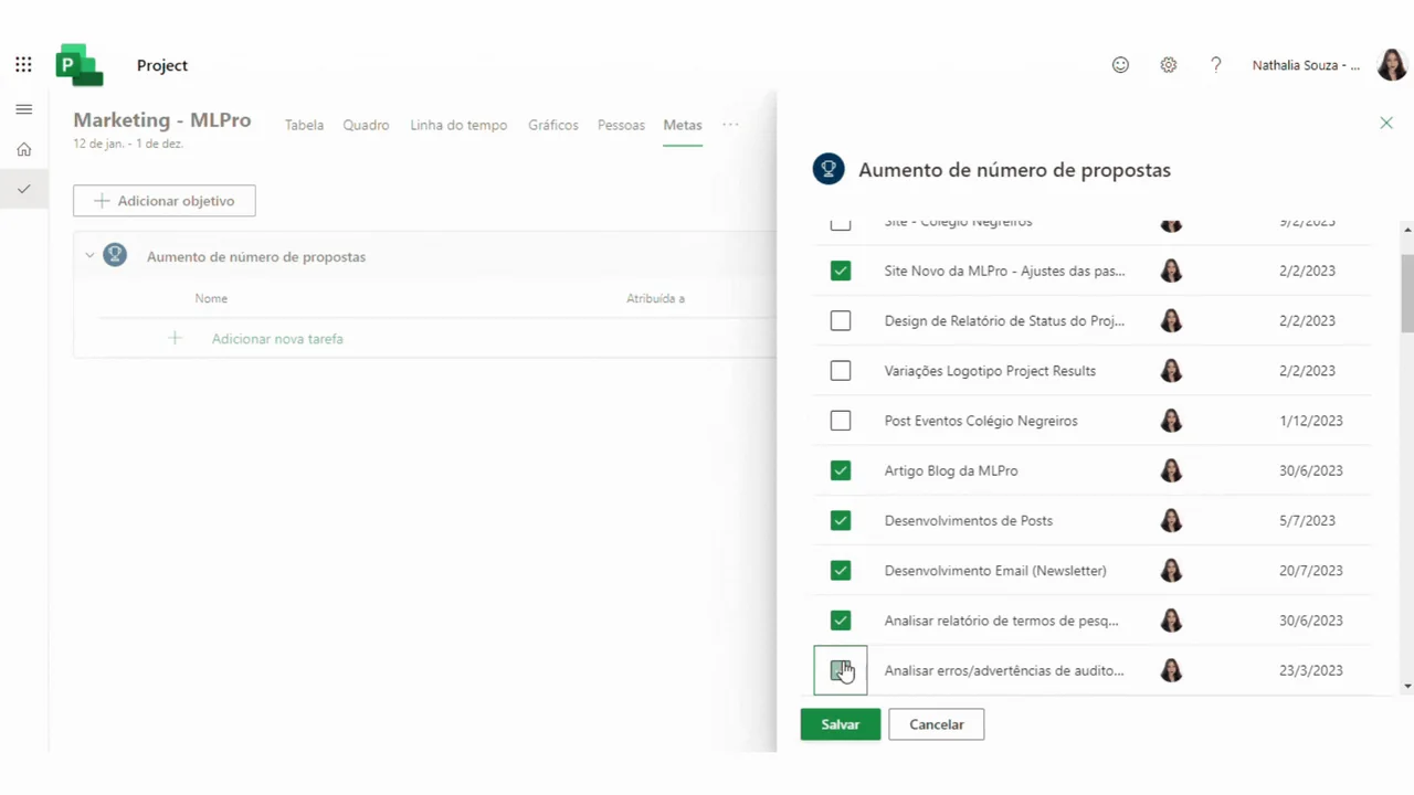 Project for the Web: Novo Recurso de Metas (Goals)