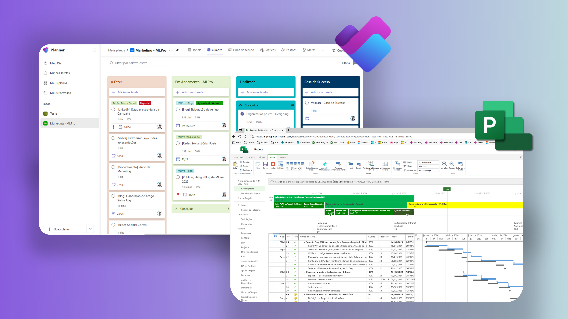 Planner e Gráfico de Gantt no Project Online (Planner e Project Plan 3)
